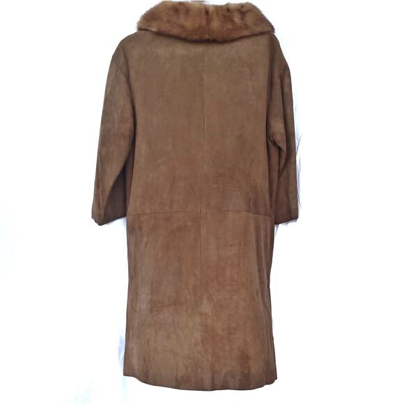 60s Handmade Suede & Fur Swing Coat | Caramel Latte MCM Vintage, Italian Dream - Picture 9 of 13